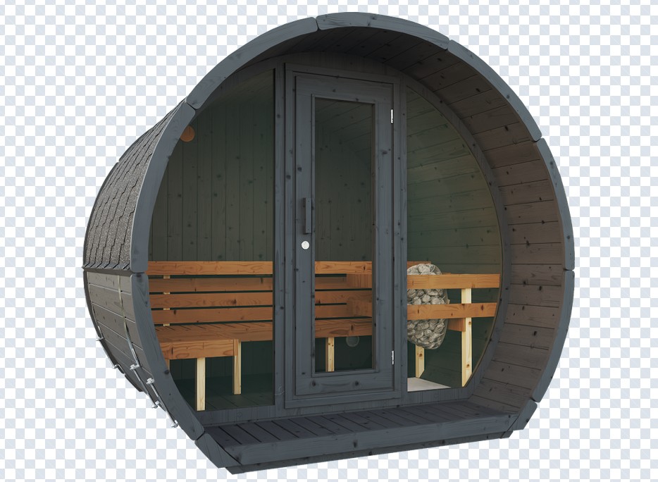 Outdoor Sauna AURORA 200 FULL BLACK Thermoholz – **Platin Version**